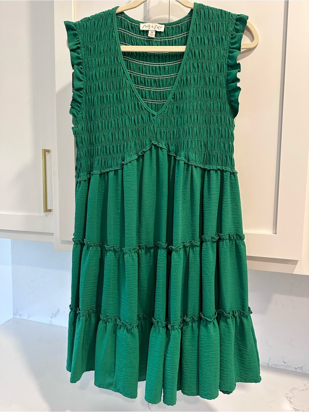 Green smocked top dress